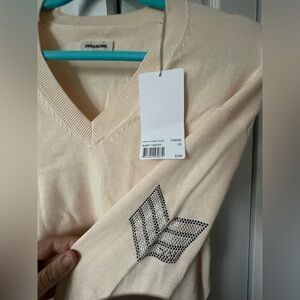 ZADIG & VOLTAIRE Happy Co Army V Neck Sweater Creme XS NWT Rare